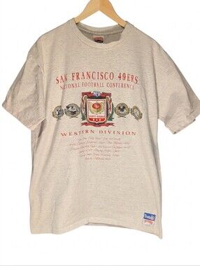 Vtg San Fransisco 49er T Shirt XL Grey Nutmeg Tag NFL USA Football Embroidered
